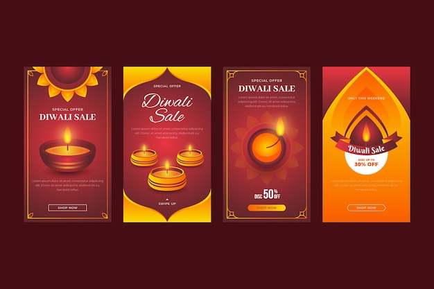 Vettore diwali vendita storie di instagram