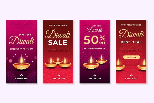 Vector diwali sale instagram stories