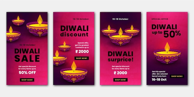 Vettore diwali vendita storie di instagram