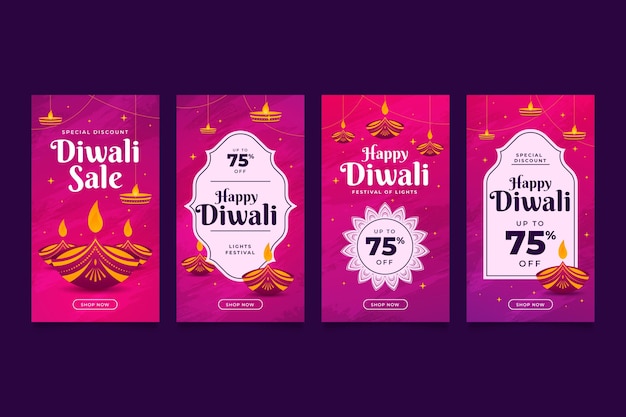 Vettore diwali vendita storie di instagram