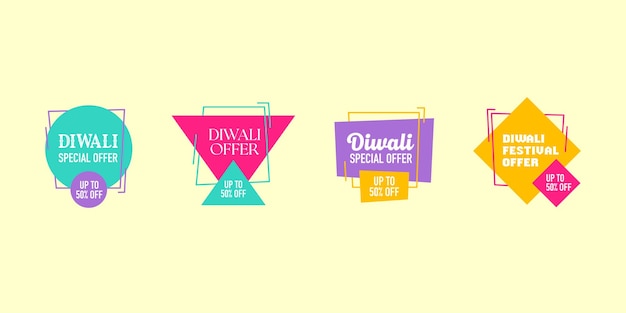 Diwali sale tags set vector badges template