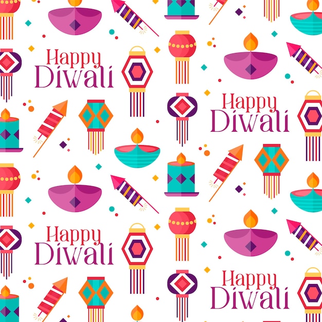 Vector diwali seamless pattern cute background for hindu holiday indian festival of lights