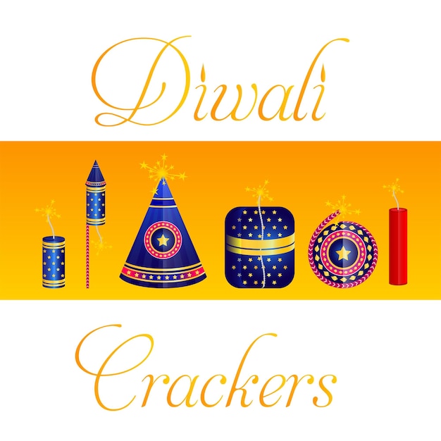 Vector diwali vector met crackers achtergrond