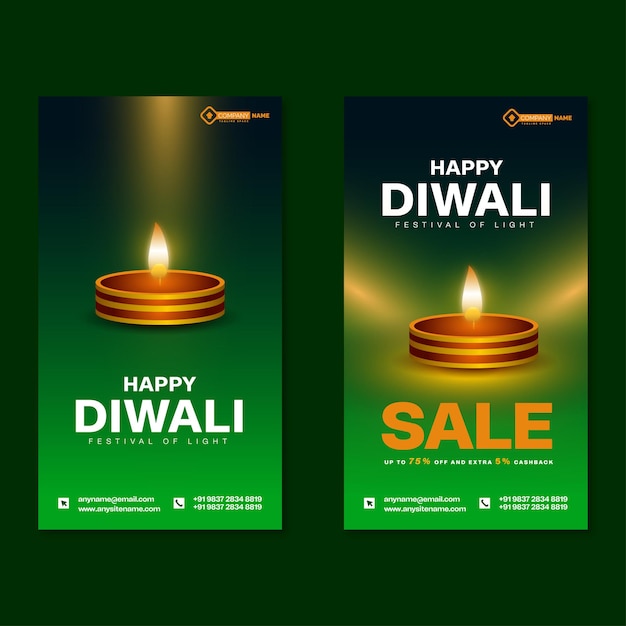 diwali verkoop en aanbieding groene achtergrond viering sociale media sjabloon