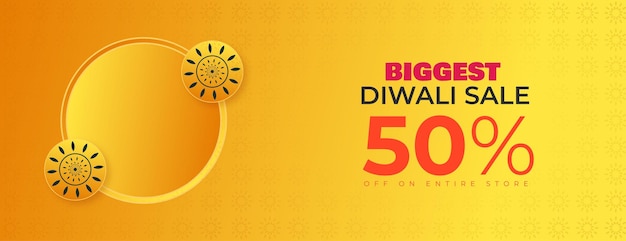 Diwali verkoop gele kleur backgroung met mandala versieren