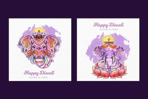 Vector diwali verkoop instagram posts