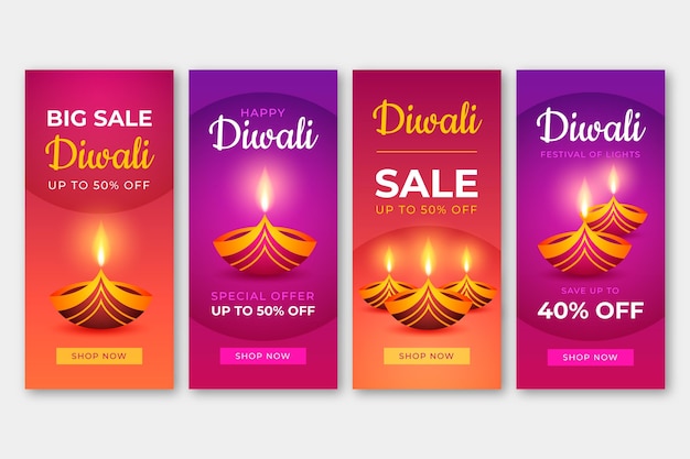 Vector diwali verkoop instagram verhalencollectie