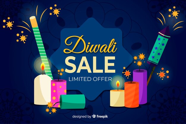 Diwali verkoopconcept in plat ontwerp
