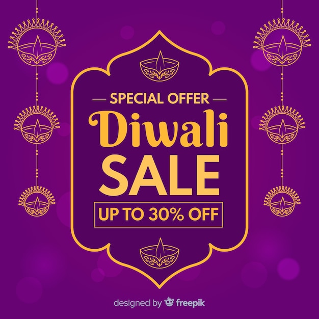 Diwali verkoopconcept in plat ontwerp