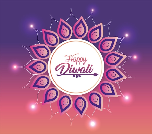 Diwalic sticker decoration with mandala and lights