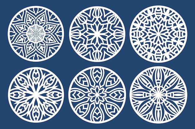 DIY laser cutting patterns. Jigsaw die cut ornaments. Islamic cutout silhouette