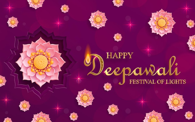 Vector diya lamp with fire lighting for diwali deepavali or dipavali the indian festival of lights