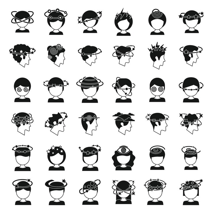 Vector めまいのアイコンを設定する単純なベクトル脳の頭痛