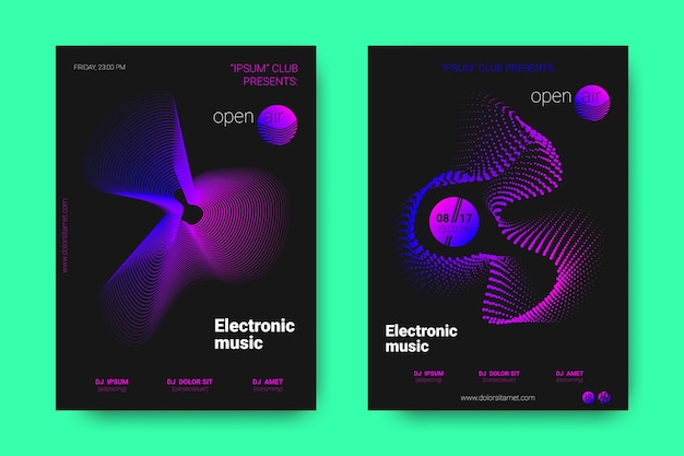 Premium Vector | Dj banners set electronic sound flyers design