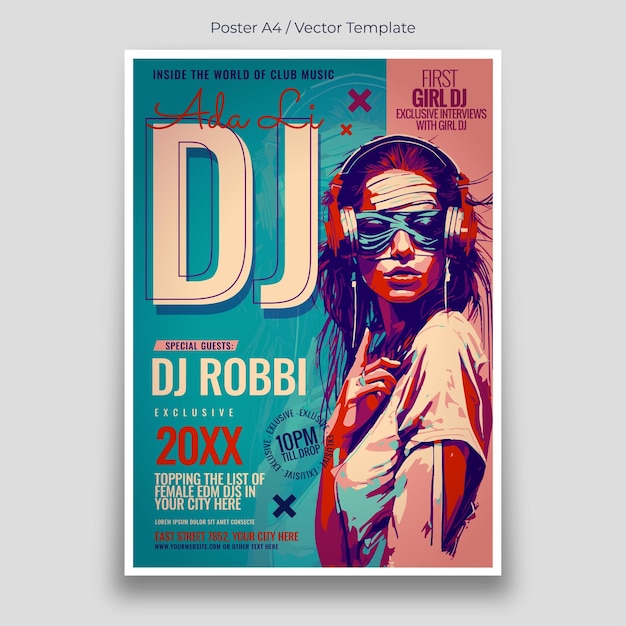 Vector dj cover poster template