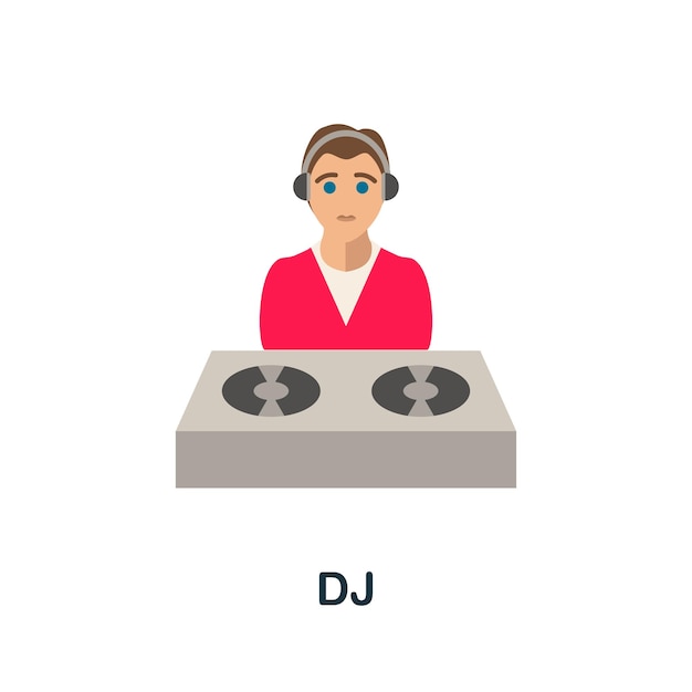 Vector dj flat icon color simple element from wedding collection creative dj icon for web design templates infographics and more