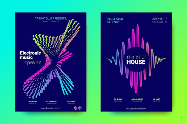 Dj-flyers plaatsen neonposters voor elektronisch muziekfestival