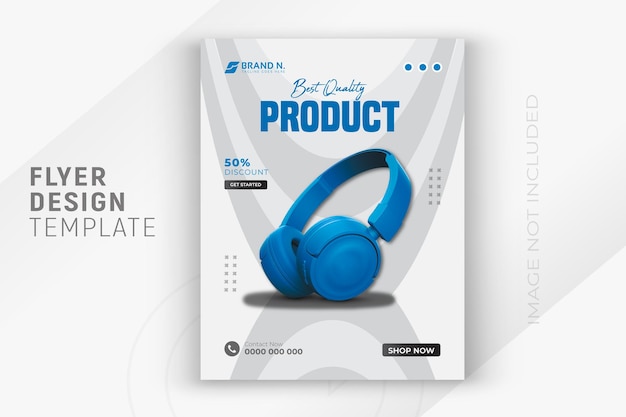 Dj headphone brand product flyer social media banner design template