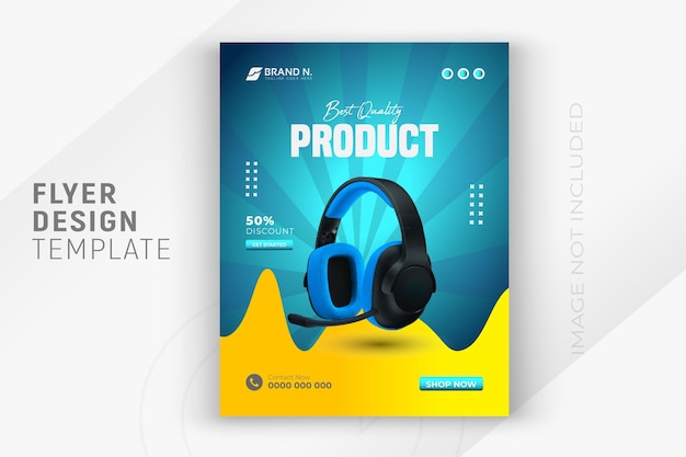 Vector dj headphone brand product flyer social media banner design template