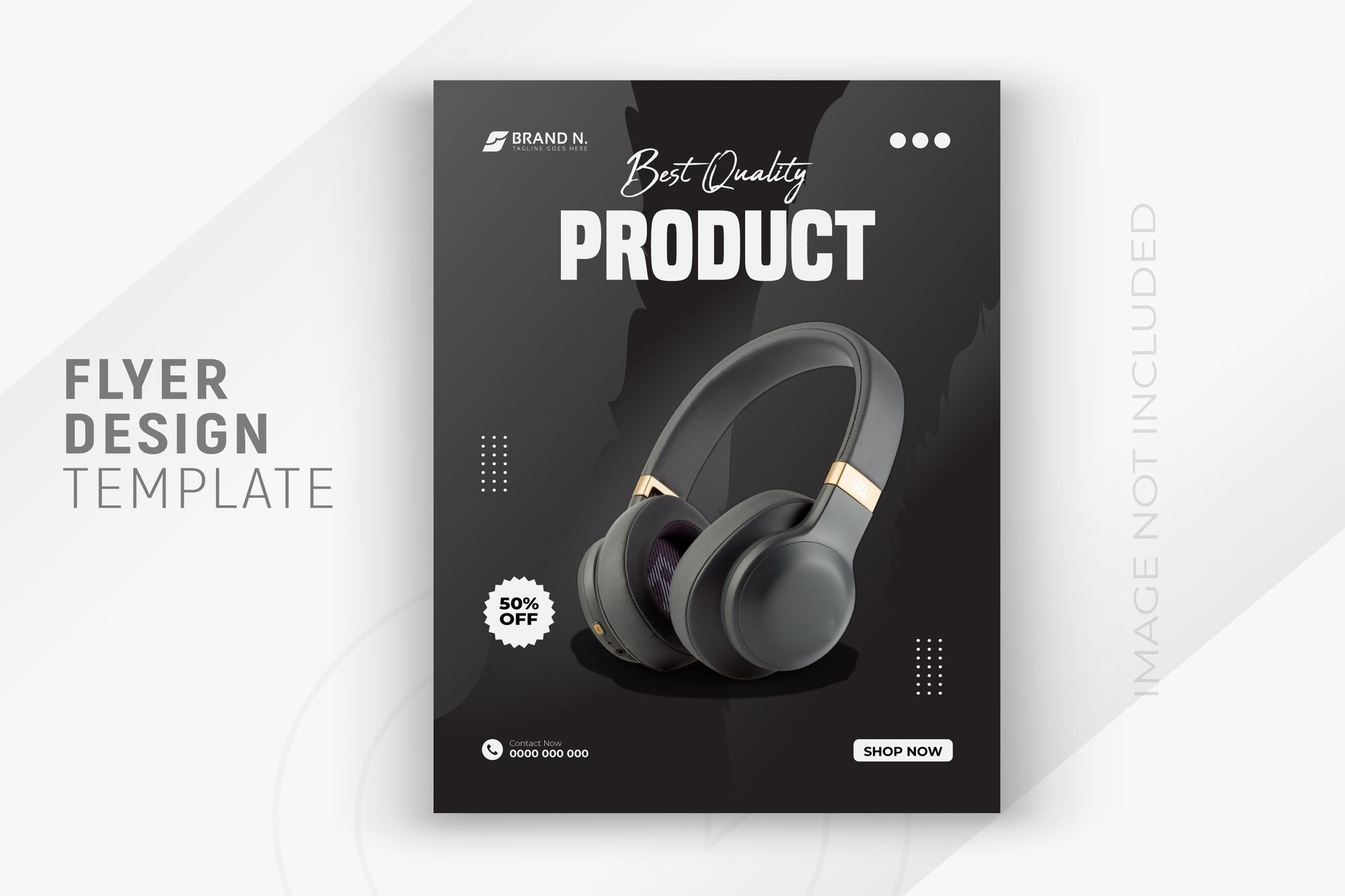 Vector dj headphone brand product flyer social media banner design template