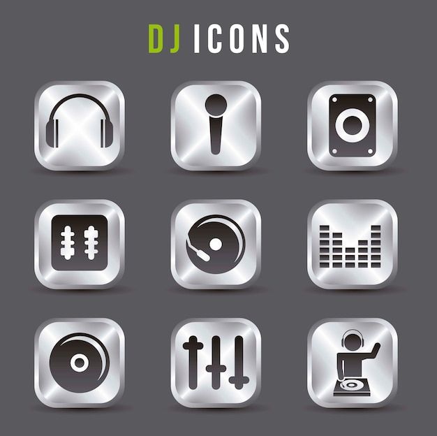 dj icons over gray background vector illustration