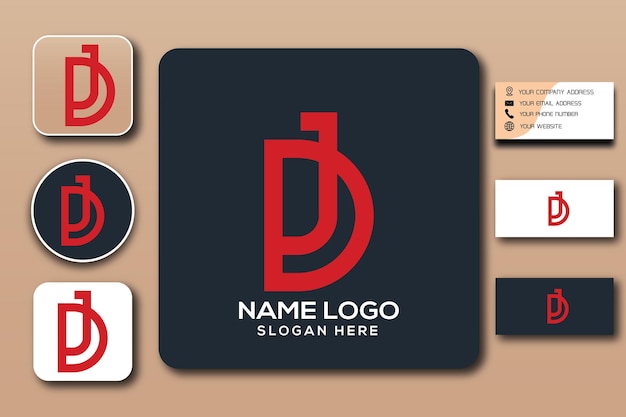 DJ monogram logo template color editable