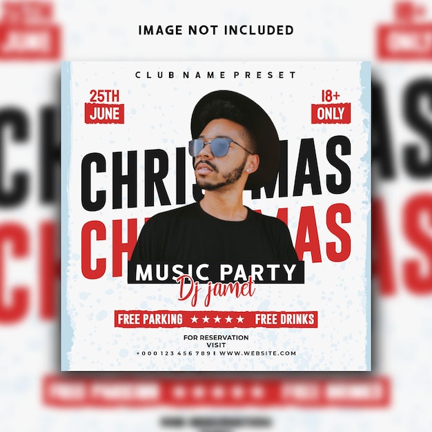 Dj music christmas social media post instagram banner template design