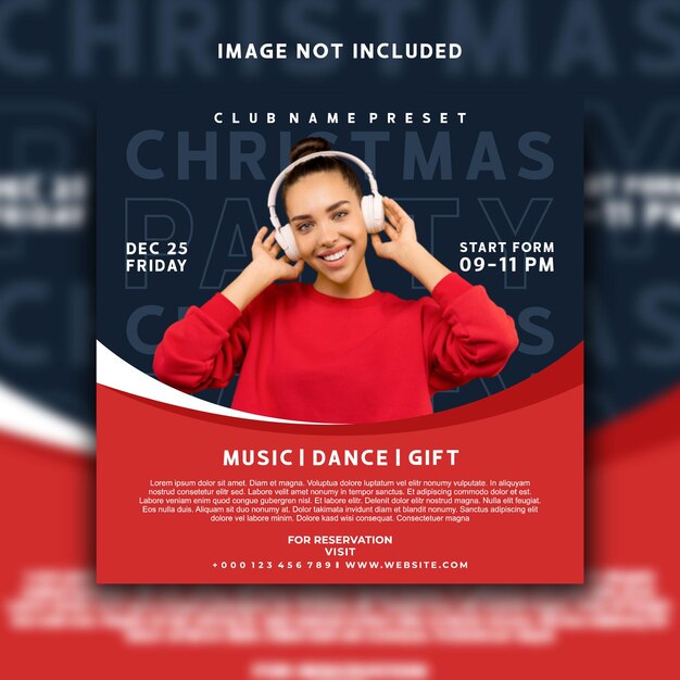 Dj music event christmas social media post instagram banner template design