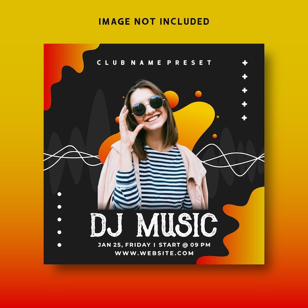 Шаблон сообщения в социальных сетях dj music event flyer