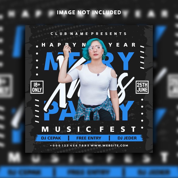 dj music event xmas social media post instagram banner template design