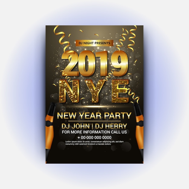 dj night flyer for new year party