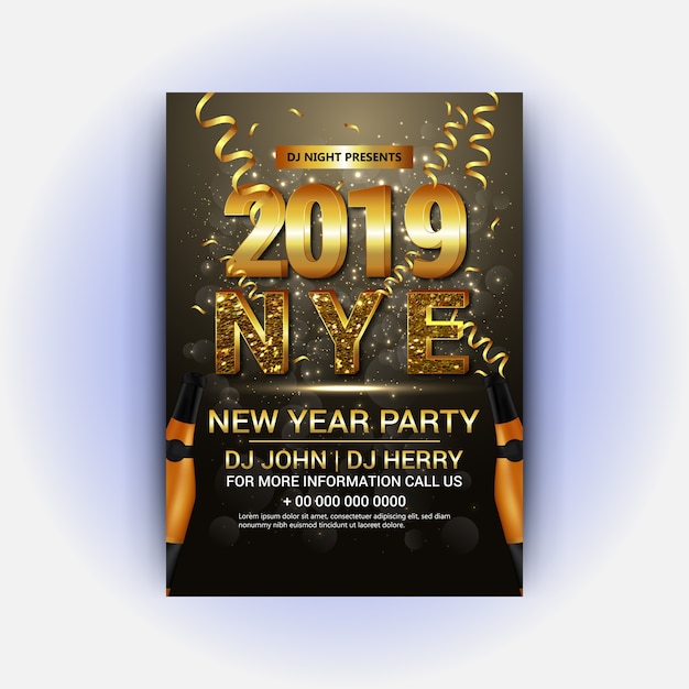 Vector dj night flyer for new year party