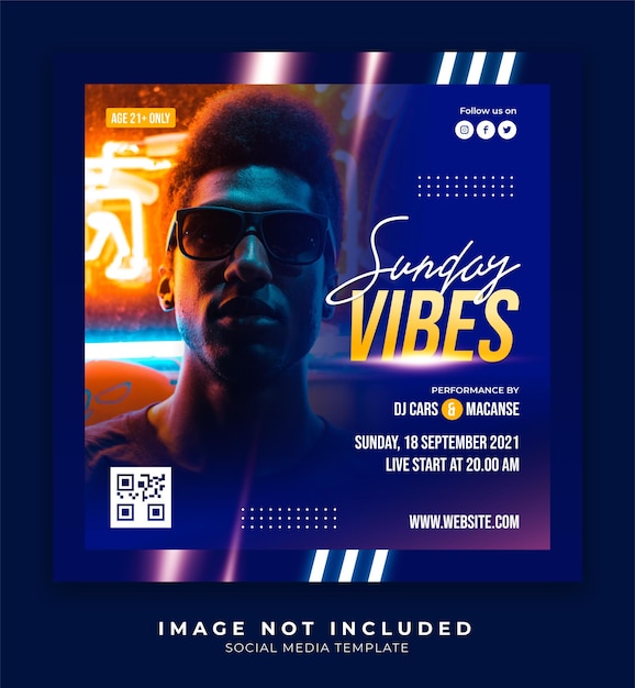 Vector dj or party poster social media and instagram post template