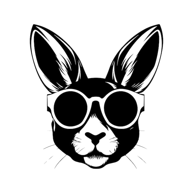 DJ Rabbit солнцезащитные очки винтажный логотип линия искусства концепция черно-белый цвет рисованной иллюстрации