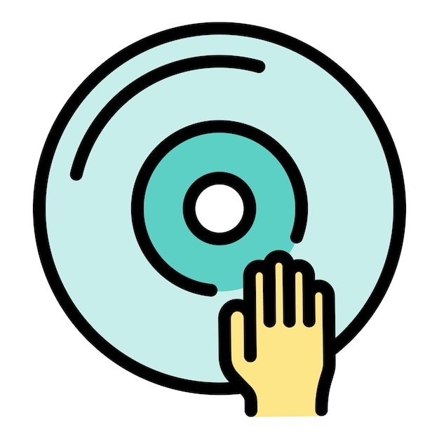 DJ schijfpictogram Overzicht DJ schijf vector pictogram voor webdesign geïsoleerd op witte achtergrondkleur plat