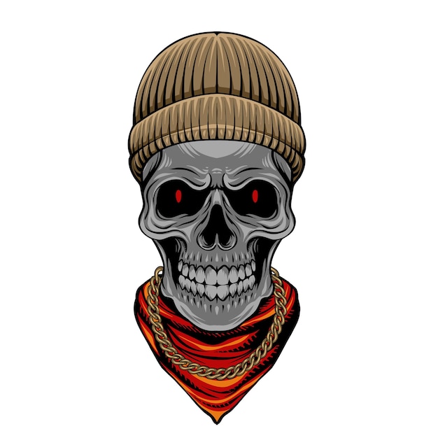 Vector a dj skull with a hat and a skull on it