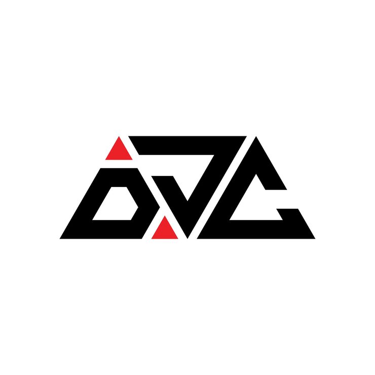 Vector 삼각형 모양의 djc 삼각형 로고 디자인, 모노그램 djc 세각형 터 로고 템플릿, 빨간색 djc 삼角형 로고, 간단하고 우아하고 고급스러운 djc 로고