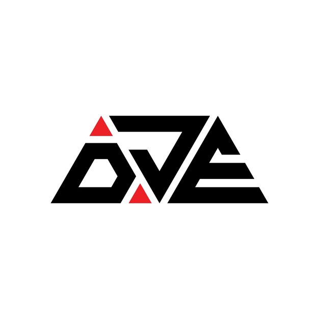 DJE triangle letter logo design with triangle shape DJE triangle logo design monogram DJE triangle vector logo template with red color DJE triangular logo Simple Elegant and Luxurious Logo DJE