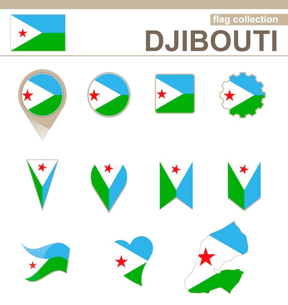 Djibouti flag collection, 12 versions