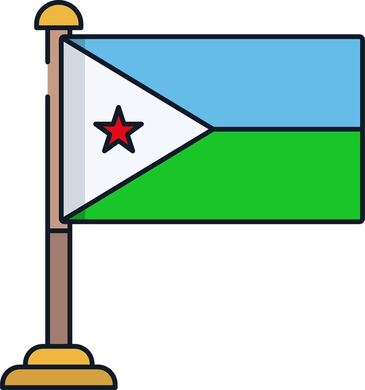 वेक्टर djibouti flagsolid linear color vector illustration