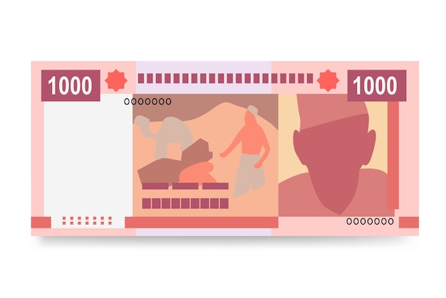 Djibouti Franc Vector Illustratie Oost-Afrikaanse geldset bundel bankbiljetten Papiergeld 1000 DJF