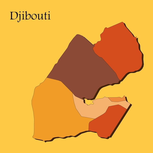 Djibouti kaart vector met regio's en steden lijnen en volledige elke regio