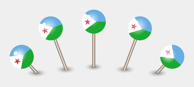 Vector djibouti nationale vlag kaart marker pin pictogram illustratie