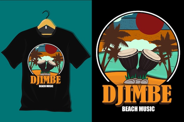 Djimbe Strandmuziek Retro Vintage T-shirtontwerp