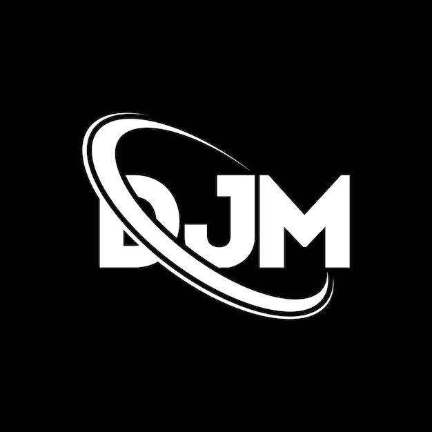 Вектор Логотип djm, буква djm, дизайн логотипа, инициалы djm, связанный с кругом и заглавными буквами, логотип, монограмма, типография djm для технологического бизнеса и бренда недвижимости.