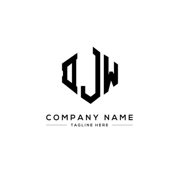 Вектор Дизайн логотипа с буквой djw с формой многоугольника djw многоугольный и кубический дизайн логотипа djw шестиугольный векторный шаблон логотипа белые и черные цвета djw монограмма бизнес и логотип недвижимости