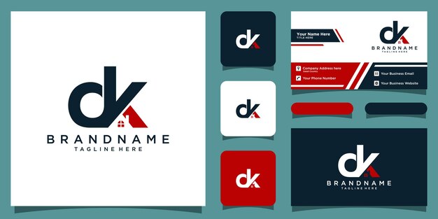 Logo dk. logo della compagnia. lettere d e k con design biglietto da visita vettore premium