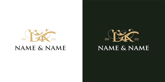 Dk logo luxe ontwerp