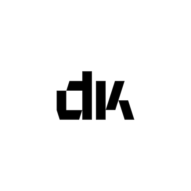 DK 모노그램 로고 디자인 문자 텍스트 이름 기호 흑백 로고 타입 알파벳 문자 간단한 로고