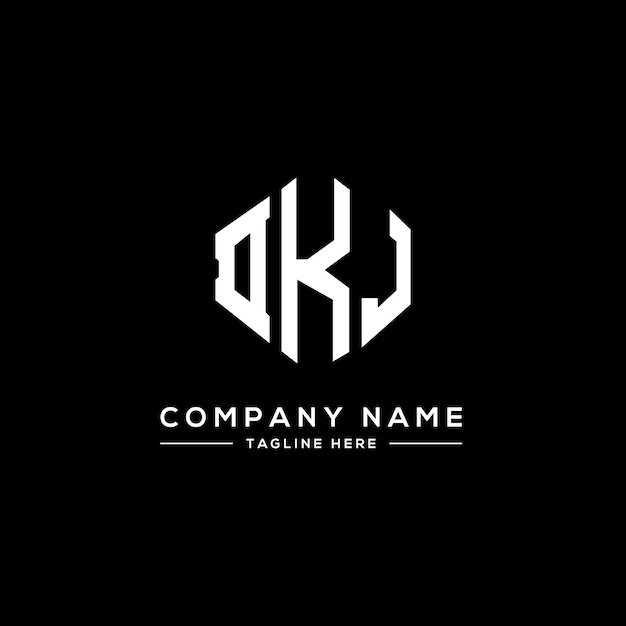 DKJ letter logo ontwerp met veelhoek vorm DKJ veelhoek en kubus vorm logo ontwerp DKJ zeshoek vector logo sjabloon witte en zwarte kleuren DKJ monogram bedrijf en vastgoed logo